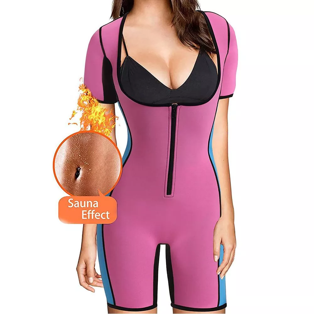 Traxe de sauna moldeador de corpo completo para muller