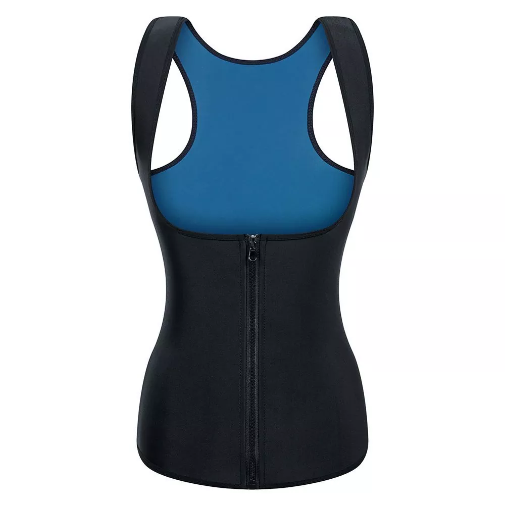 Camiseta de tirantes de sauna para mulleres con cremalleira